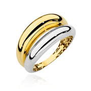 Inel Elegant din Aur 14K cu Bandă Dublă Bicolor