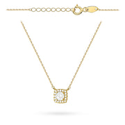 Colier Elegant din Aur 14K cu Pandantiv Pătrat și Zirconii