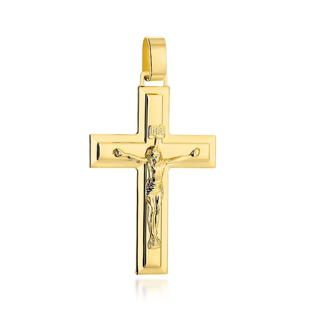 Cruciuliță Aur 14K Cu Hristos Răstignit Simbol al Credinței