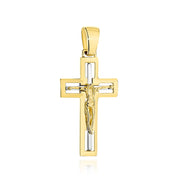 Cruce Din Aur 14K Cu Isus Răstignit, În Două Culori