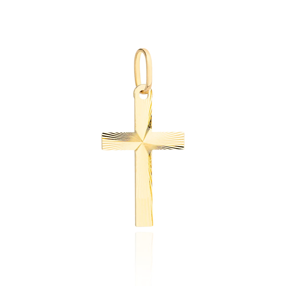 Cruciuliță Medie Din Aur Galben 14K Fațetat