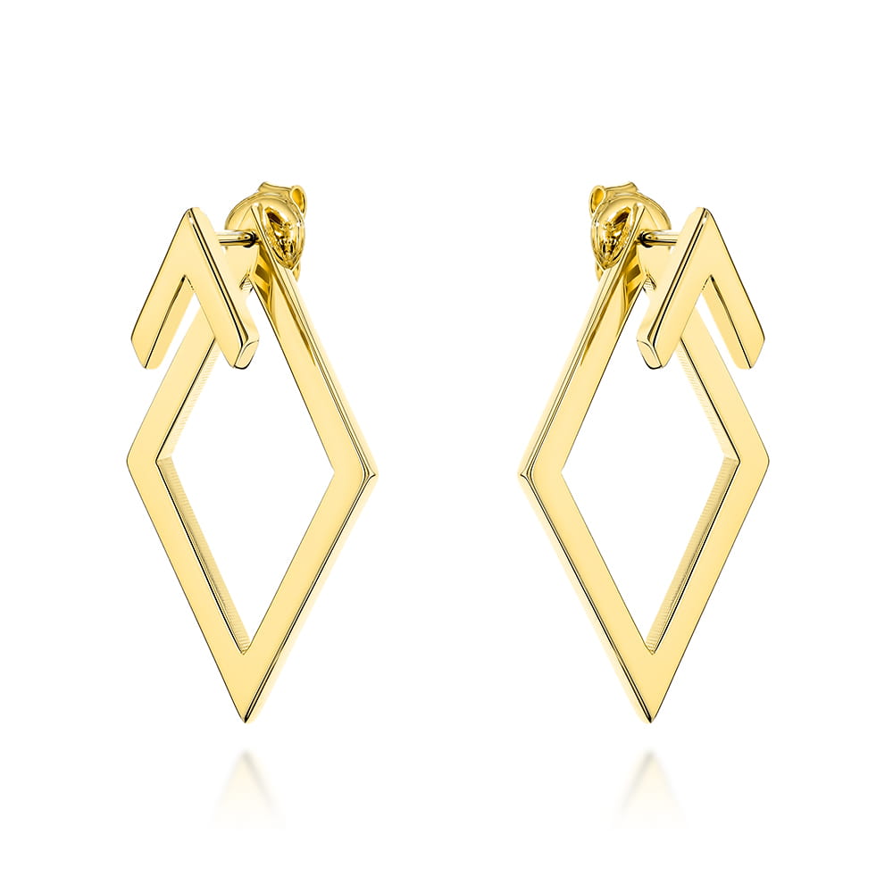 Cercei Aur Galben 14K Rombi Tridimensionali