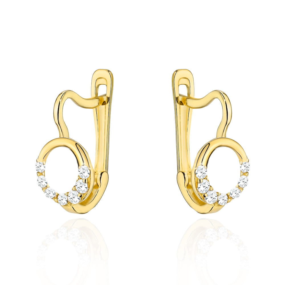 Cercei Cerculețe Elegante din Aur 14K cu Cristale
