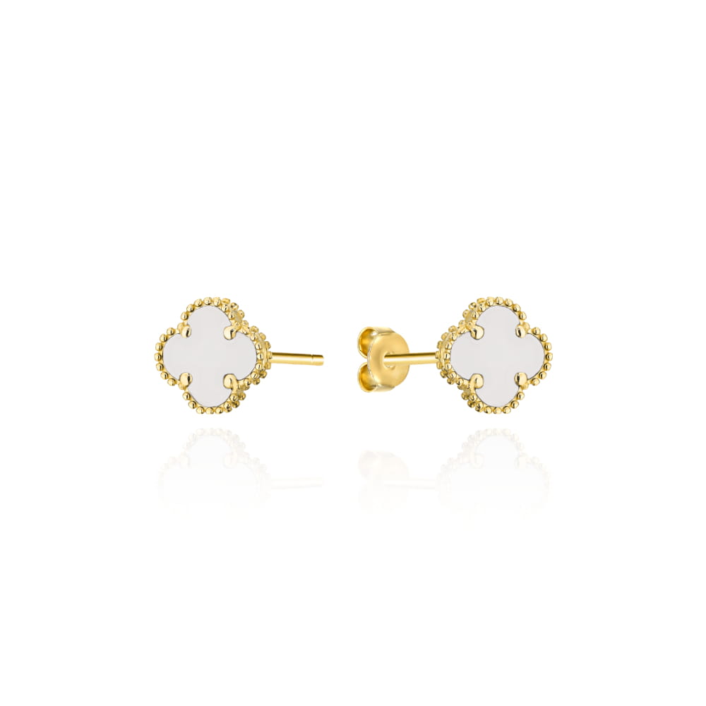 Cercei Trifoi din Aur 14k cu Sidef - 6mm