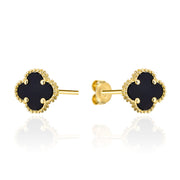 Cercei din aur 14K cu trifoi negru 12mm