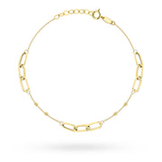 Brățară Elegantă din Aur 14K cu Zale Lungi și Bile Șlefuite