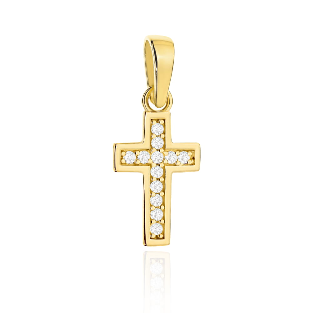 Cruciuliță Mică Din Aur 14K Cu Zirconii