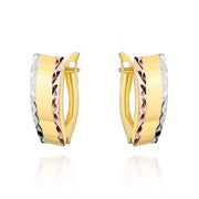 Cercei Eleganti Din Aur 14K În Trei Culori Cu Șlefuire Tip Diamant