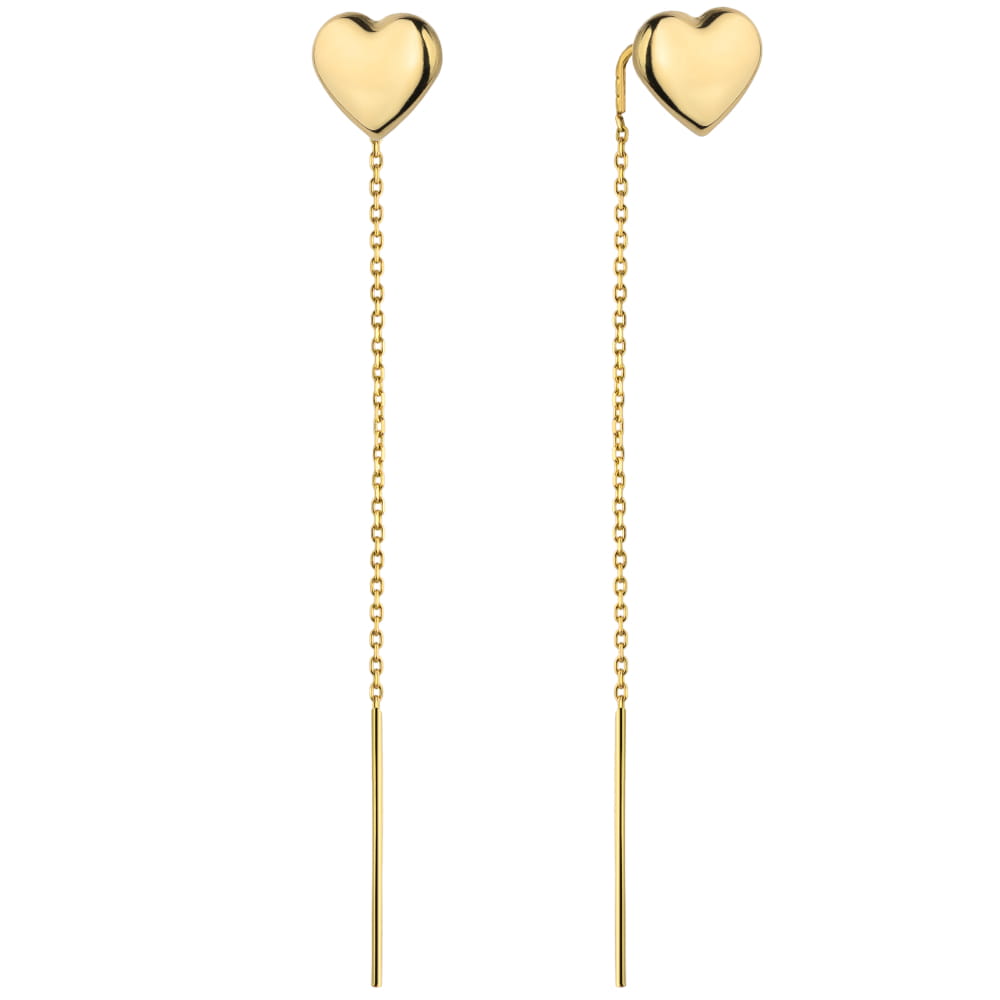 Cercei Aur 14K Prin Tragere Inimioare Delicate