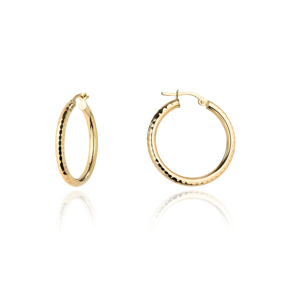 Cercei Aur 14K Rotunzi Diamantați - 1.6 cm