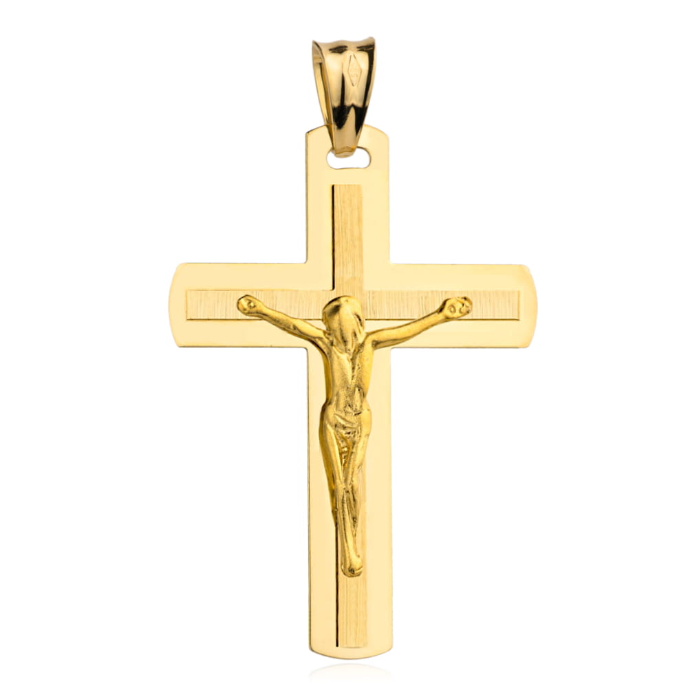 Cruciuliță Aur 14K cu Isus Delicată, Rotunjită