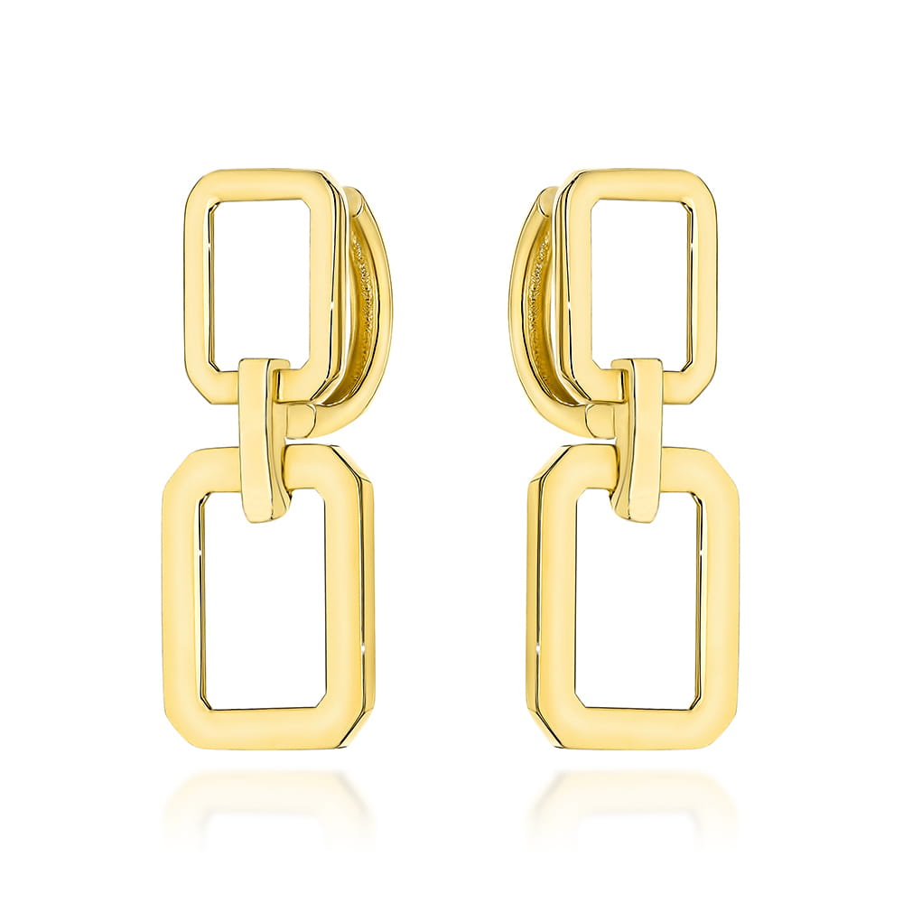Cercei Aur 14K Dreptunghiulari pe Creolă - Eleganță Atemporală