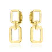 Cercei Aur 14K Dreptunghiulari pe Creolă - Eleganță Atemporală