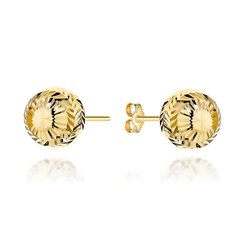 Cercei Aur 14K Rotunzi, Diamentați, 10mm - Eleganță Pură