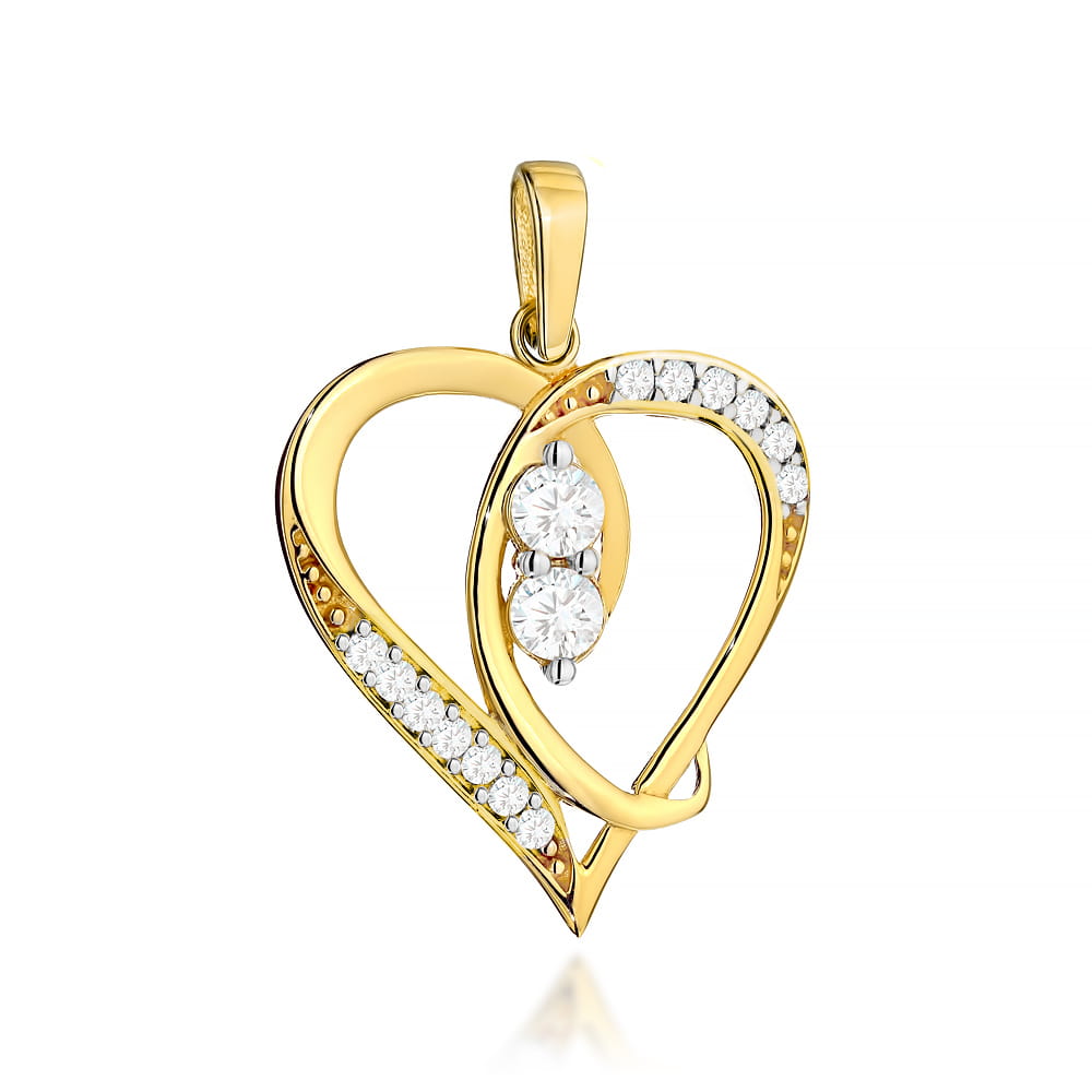 Pandantiv Aur 14K Inimă Zirconii – Eleganță Romantică