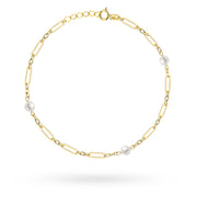 Brățară Aur 14K cu Zale Delicate și Perle Naturale
