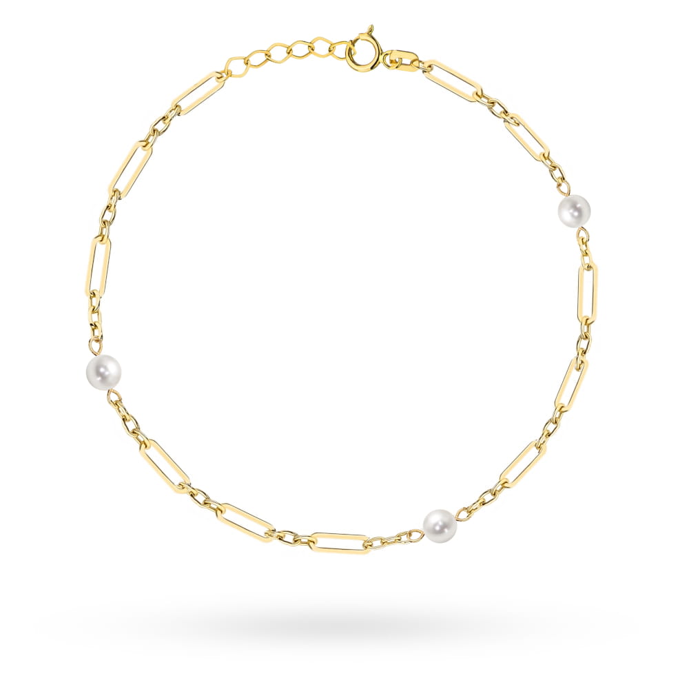 Brățară Aur 14K cu Zale Delicate și Perle Naturale