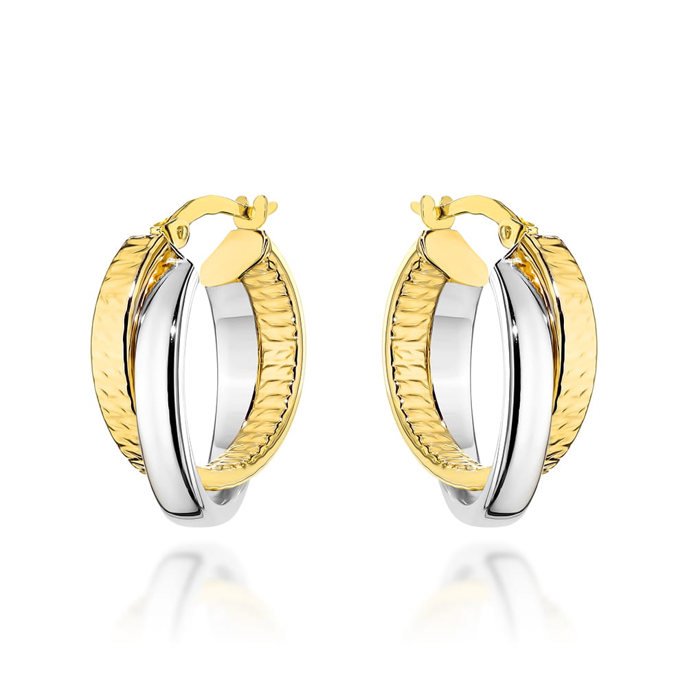 Cercei Aur 14K Două Cercuri Împletite, Design Elegant