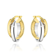 Cercei Aur 14K Două Cercuri Împletite, Design Elegant