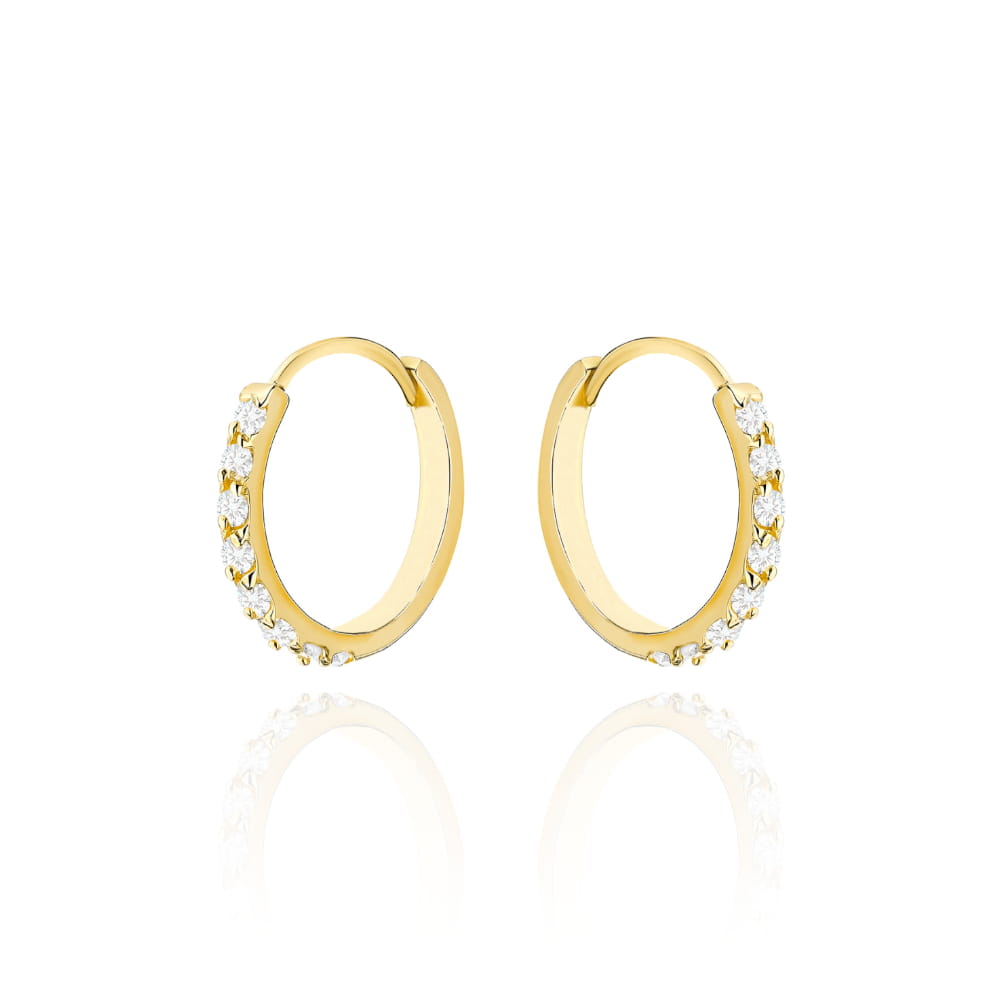 Cercei Aur 14K Creole Mici cu Zirconii
