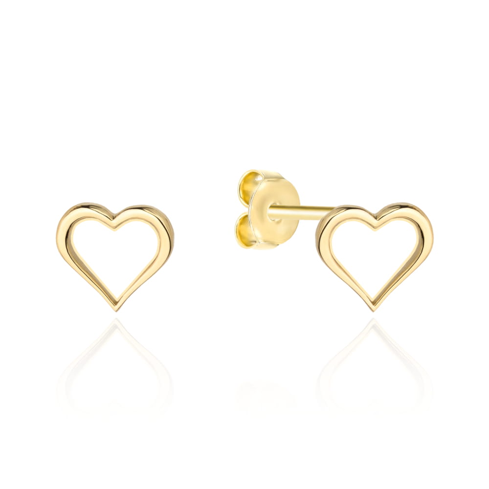 Cercei Aur 14K Contur Delicat de Inimă - Eleganță Pură