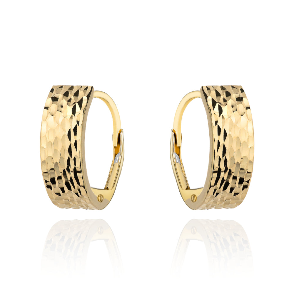 Cercei Aur 14K Rectangulari, Finisați cu Detalii Rafinate