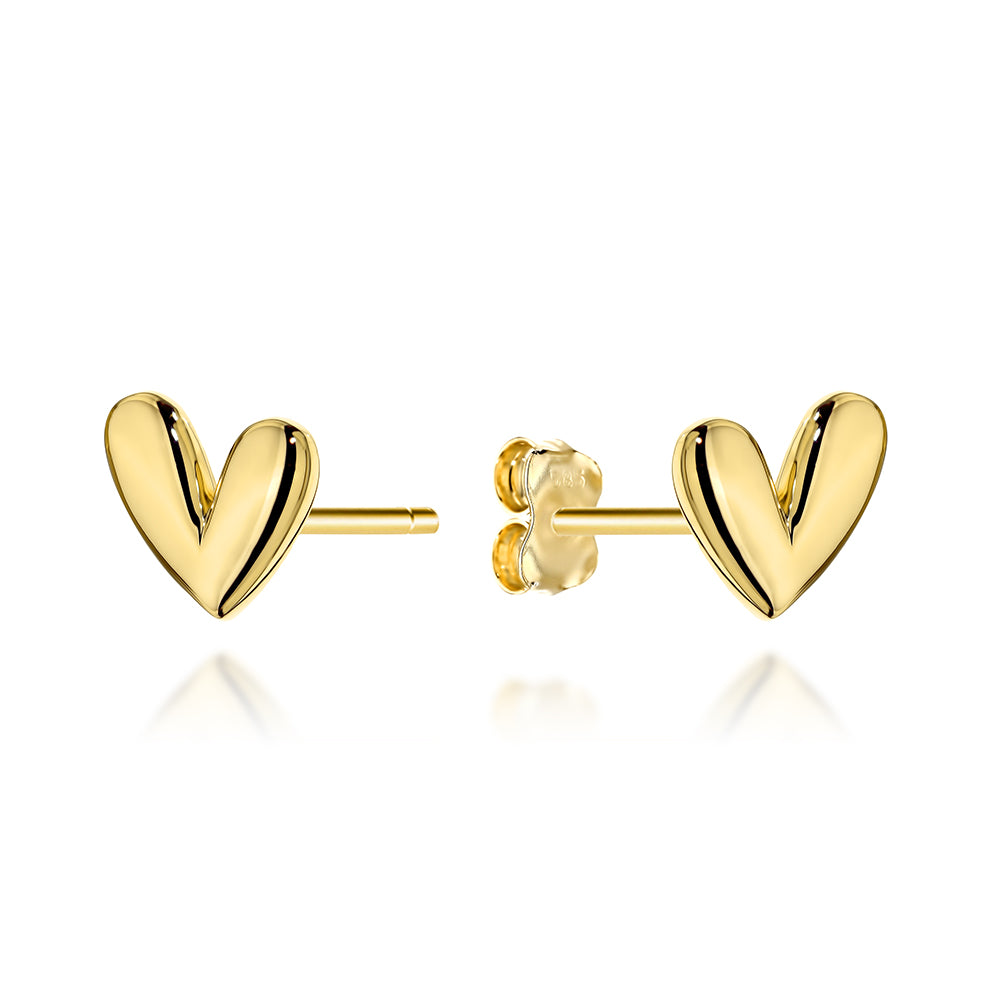 Cercei Aur 14K Inimioare Delicate pe Tijă