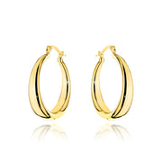 Cercei Aur 14K Rotunzi cu Bandă Lată, Prindere Engleză - Eleganță Atemporală