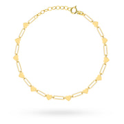 Brățară de Glezna Aur 14K cu Zale Alungite și Inimioare