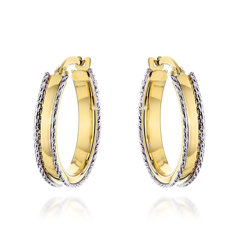 Cercei Aur 14K Rotunzi Bicolori - Eleganță Sculptată
