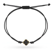 Bratara Aur 14K Trifoi Negru cu Onix Sintetic