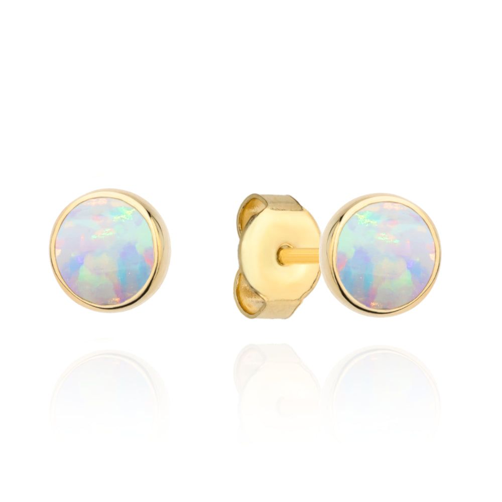 Cercei Aur 14K Rotunzi cu Opal - Eleganță Pură