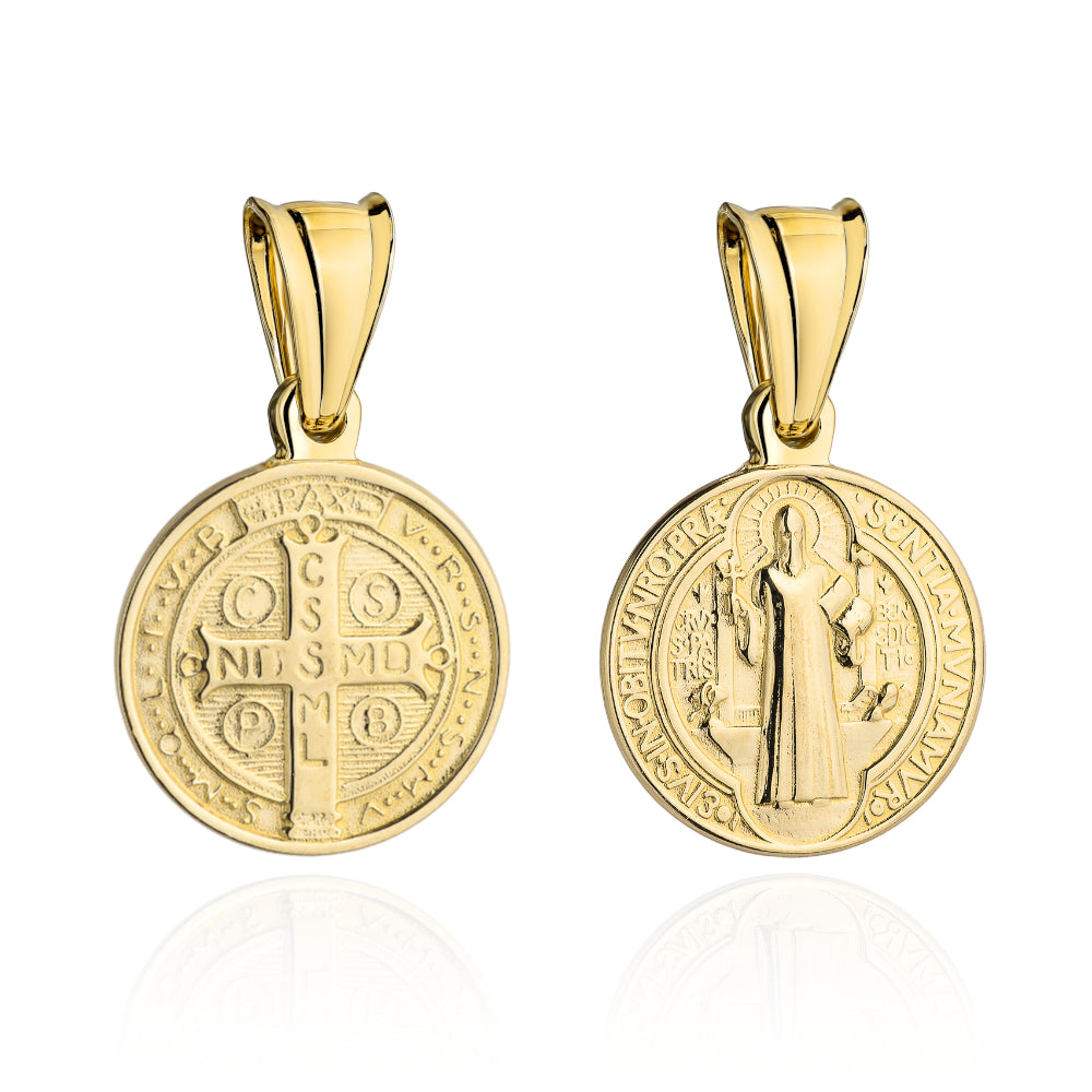 Medalion Aur 14K Sfântul Benedict - Design Elegant