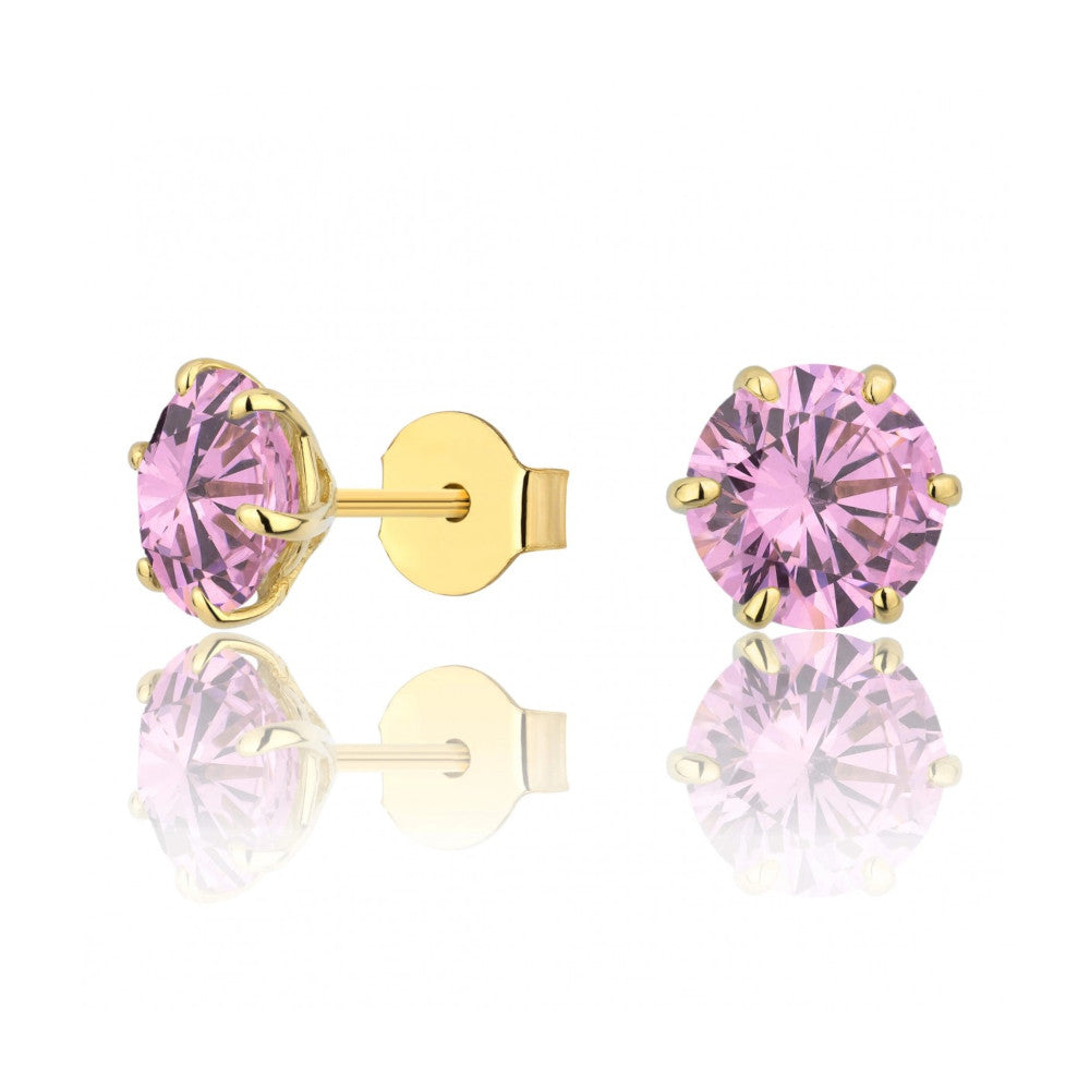 Cercei Aur 8K cu Piatră Roz - Eleganță Delicată