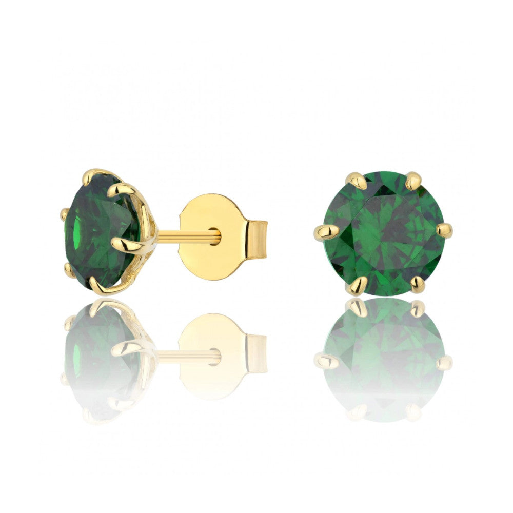 Cercei Aur 8K cu Piatră Verde – Eleganță și Stil