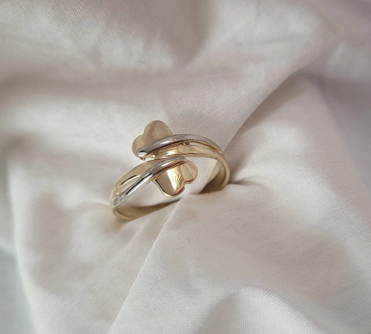 Inel Aur 8K Două Inimi - Eleganță Simplă