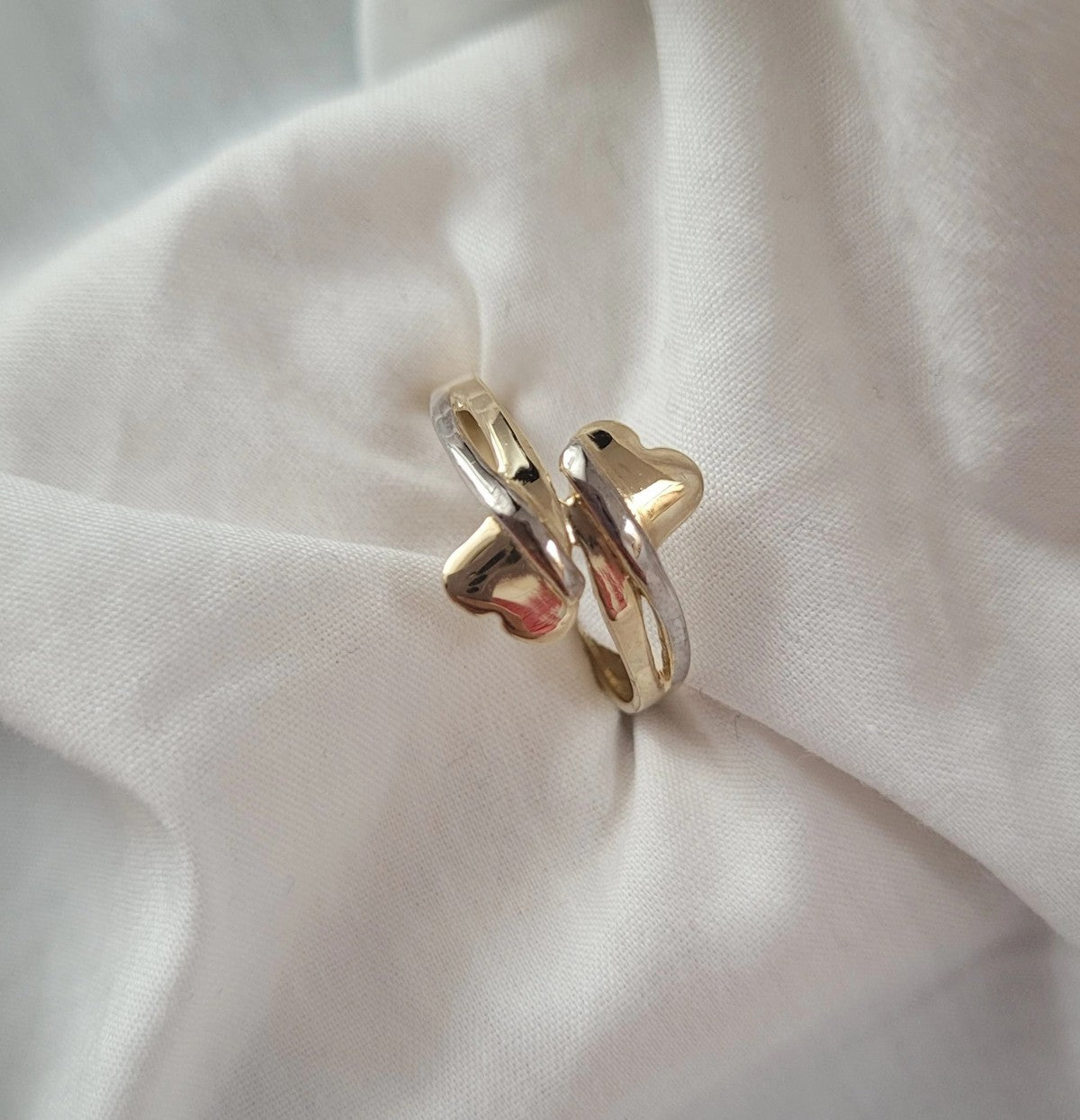 Inel Aur 8K Două Inimi - Eleganță Simplă