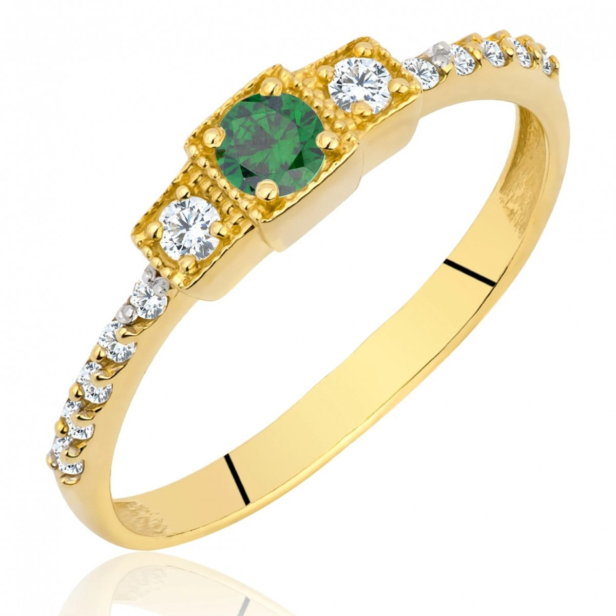 Inel Aur 8K cu Zirconiu Verde – Eleganță Atemporală