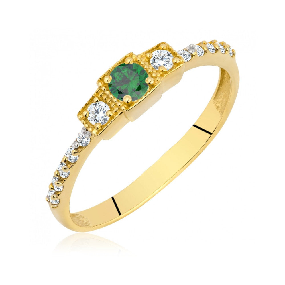 Inel Aur 8K cu Zirconiu Verde – Eleganță Atemporală