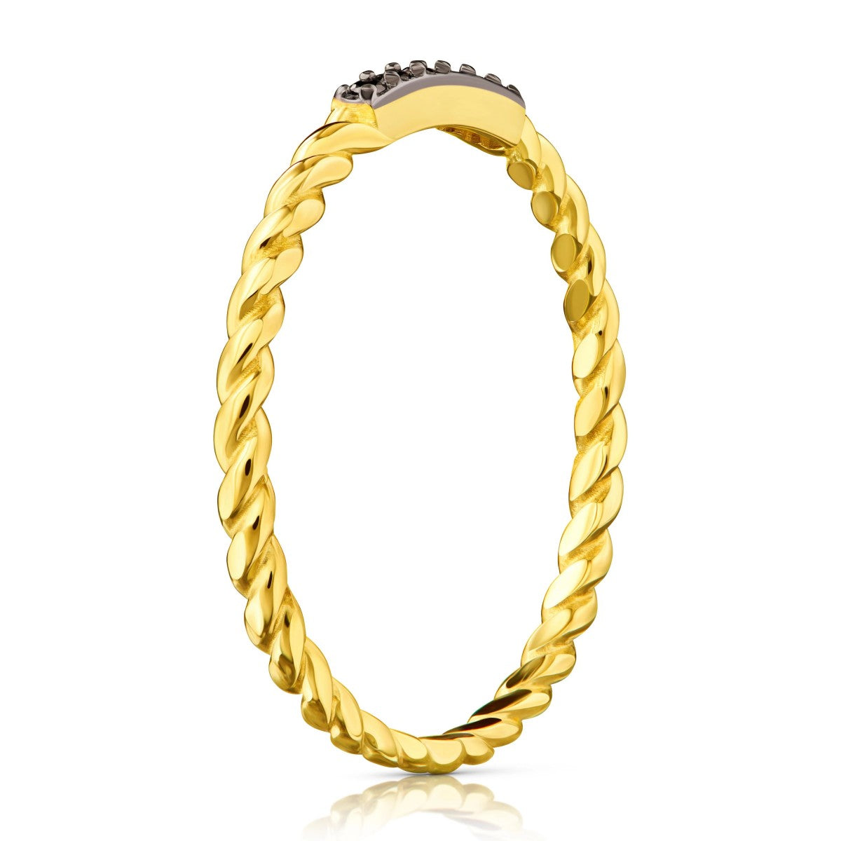 Inel Aur 8K cu Zirconii Negre - Eleganță Rotundă