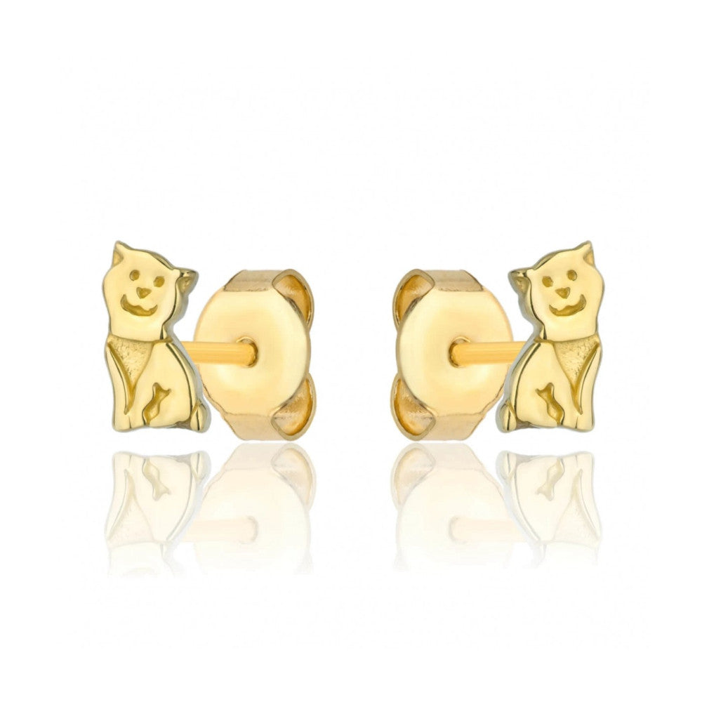 Cercei Pisică Aur 8K cu Tijă - Eleganță Jucăușă