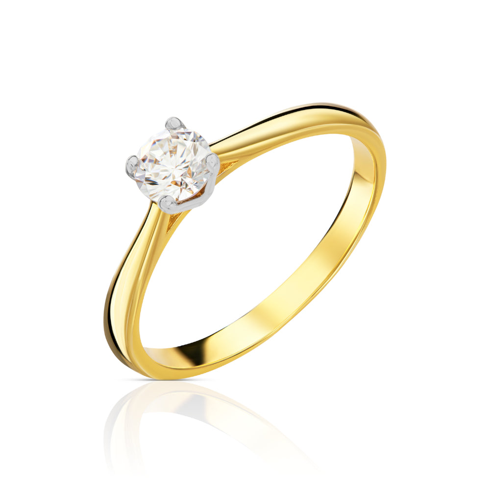 Inel Aur 14K cu Zirconiu Central – Eleganță Atemporală