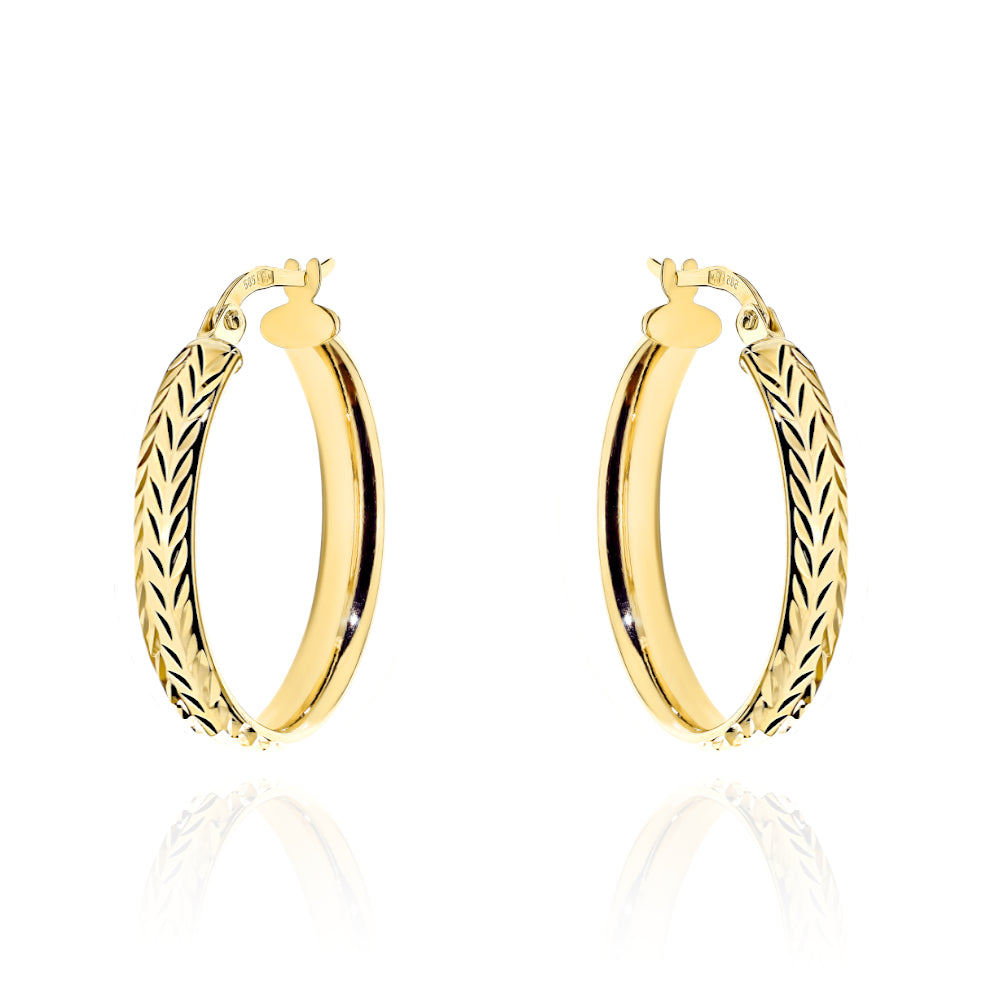 Cercei Aur 14K Rotunzi cu Finisaj Diamantat