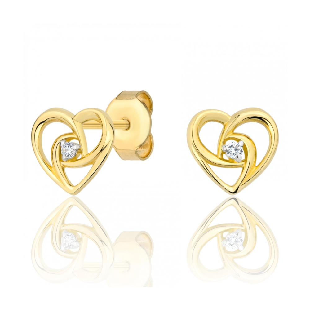 Cercei Inimă Aur 8K cu Zirconiu – Eleganță și Rafinament