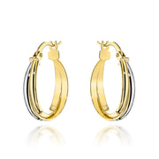 Cercei Aur 14K Rotunzi, Două Culori de Aur, Prindere Engleză