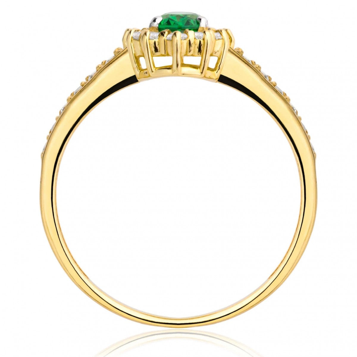Inel de Logodnă Aur 8K cu Piatră Verde – Eleganță Atemporală