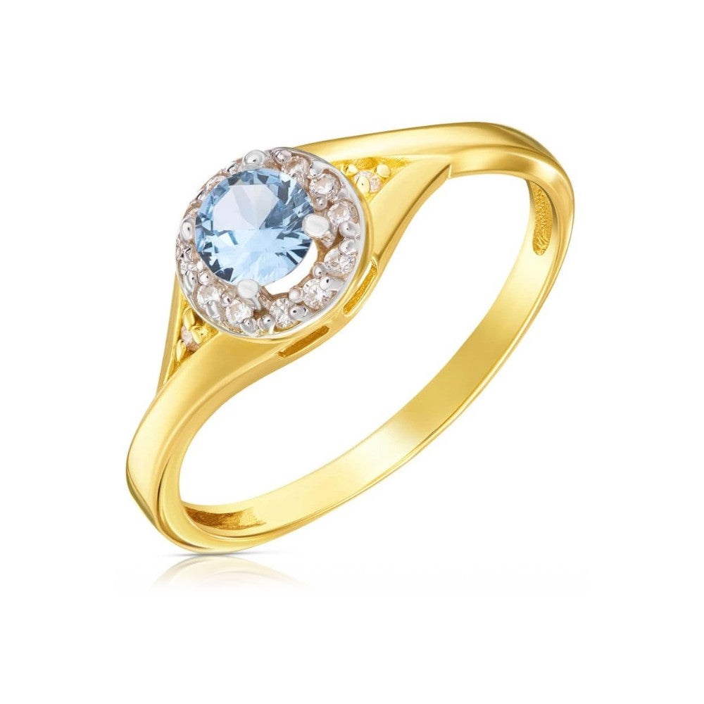 Inel de Logodnă Aur 8K cu Zirconiu Albastru - Eleganță Eternă