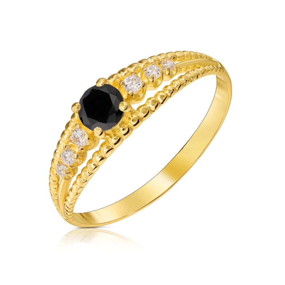 Inel Aur 8K cu Piatră Neagră - Eleganță Atemporală
