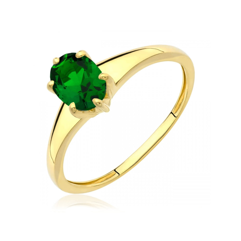 Inel Aur 8K cu Piatră Ovală Verde - Eleganță Atemporală