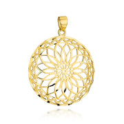 Pandantiv Aur 14K Floare Decupată în Cerc - Eleganță Atemporală